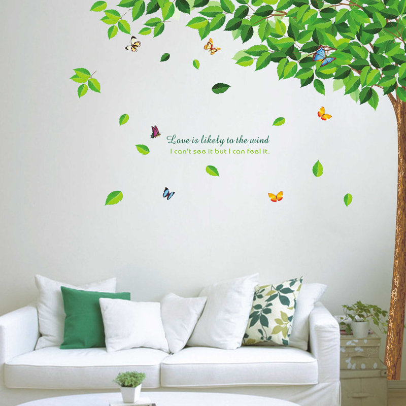 Walplus Green Falling Leaves Wall Decal & Reviews Wayfair